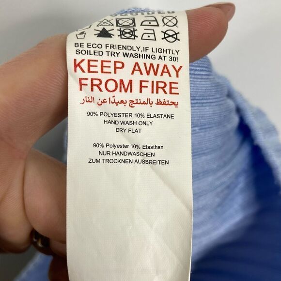 Missguided Puff Sleeve Ribbed Bandage Mini Dress Blue Size US 12 - Picture 7 of 7